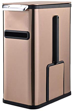 Poubelle Push-Type Poubelle Ménage Salle De Bains Toilettes avec Brosse De Toilette Poubelle en Acier Inoxydable avec Couvercle Poubelle (Or)