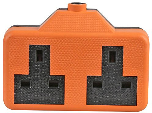 Prise de courant en caoutchouc 2 prises 13 A Orange