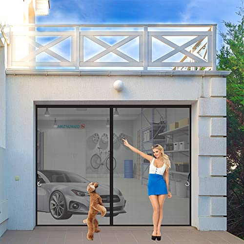 Magnet Fliegengitter Tür 225 x 270 cm Insektenschutz, Durable Fiberglass Mesh Curtain, Anti-Riss-verstärktes Oberteil, Klebemontage Ohne Bohren, Der Magnetvorhang ist Ideal für die Balkontür Schwarz