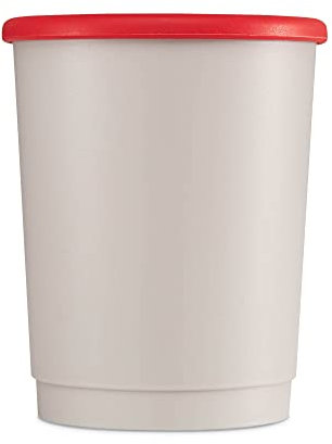achilles Kaffeebecher mit Deckel, Kunststoffbecher, Mehrwegbecher, Trinkbecher, LFGB geprüft, spülmaschinenfest, stapelbar, 330 ml, Becher grau, Deckel rot, 50 Stk.