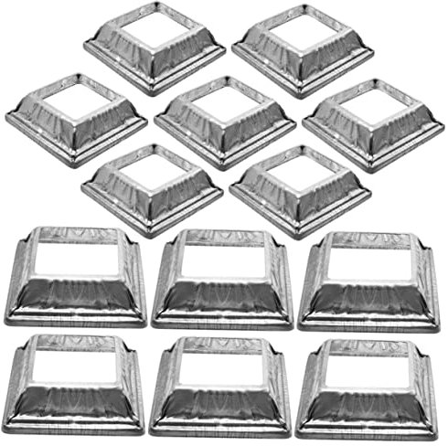OSALADI 24pcs Easy Install Railing Post Base Wrought Iron Fence Post Covers Square Base Skirt for Fence Porch