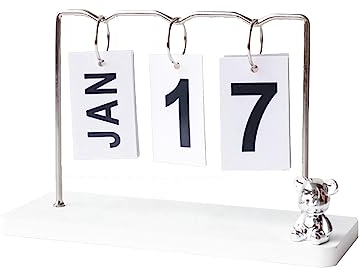 Moderner Bären-Kalenderhalter Holz, Tischkalender und Präsentationsständer Naturholz für Zuhause und Büro, einfach zu bedienen und langlebiges Design im Flip-Stil Lebenskompass Datiert (A, One Size)