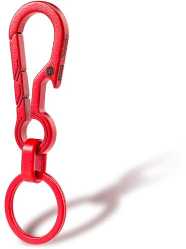 KeyUnity KM01 Titanium EDC Porte-clés avec ouvre-bouteille, mousqueton à dégagement rapide pour homme (rouge)