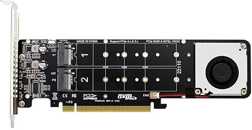 ZZjingli PCI-E X16 to M.2 M-key NVME X4 SSD RAID Array Expansion Adapter Support 2242/2260/2280/22110