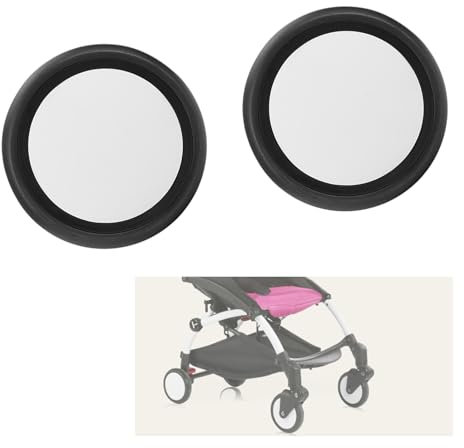 Universal Kinderwagen Räder Ersatz, 13 Cm Raddurchmesser Gummiräder-Zubehör für Kinderwagen Einfache Installation mit 360-Grad-Drehung (Ein Paar Hinterräder)