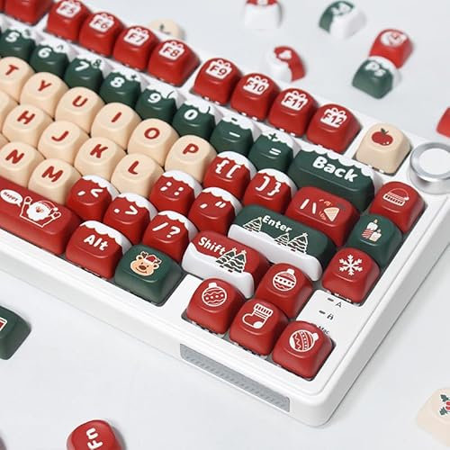 ILYCHEEGAMI PBT Christmas MOA XDA Cute Round Keycaps Set for Girl Kids Custom Keyboard for Gateron Kailh Cherry Mx Switches ISO ANSI Layout Mechanical Custom Keycaps