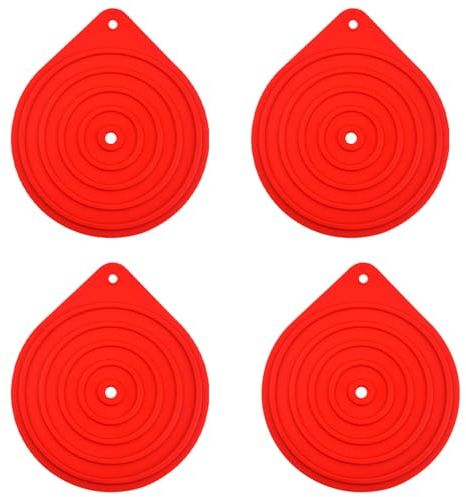 4pcs Silicone Microwave Plate Warmers Silicone Trivet Extra Thick Silicone Table Mat Heat Resistant Hot Pot Pads Oven Mitt Table Place Mats for Hot Pots Holder Pads(COLOR:red)