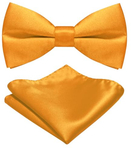 JEMYGINS Herren Matten Fliege erhältlich in Uni Farben inklusive Einstecktuch Set Gelb