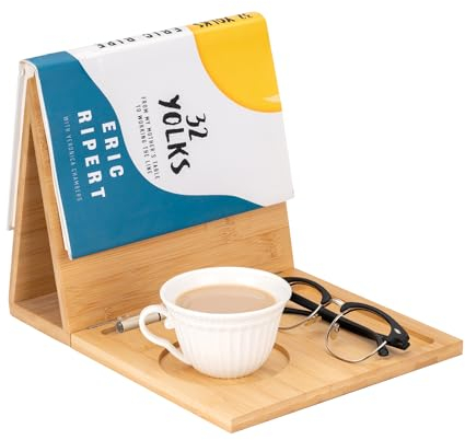 Buchhalter aus Holz für Seitenablage, Buchecke, Lesen, mit Kaffeetasse, Tasse, Brillen, Stift, iPad, Halter für Nachttisch, Schreibtisch, Nachttisch, Geburtstagsgeschenk, für Buchliebhaber