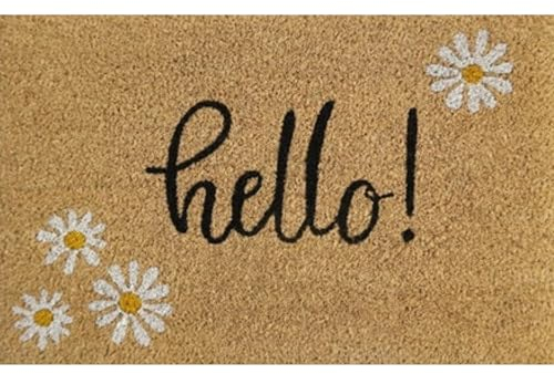 AP Supplies Rubber-Backed Coir Door Mat 40cm x 60cm - Durable, Non-Slip, Eco-Friendly, Absorbent Coir Mat for Indoor/Outdoor, Entrance, Floor (HELLO !)