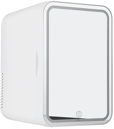 Mini Fridge With Led Lights, With Led Mirror, 8L Capacity Mini Beauty Fridge, Hot And Cold, Car And Home Dual Use Car Fridge, For Refrigerating Makeup And Food,White