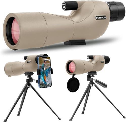 25-75X60 Spektive für Zielschießen, Jagd, Vogelbeobachtung, Wildtierbeobachtung. Low Light Vision Spektiv mit Metall-Stativ, Telefon-Adapter, Tragetasche, BAK4 Prisma, FMC-Objektiv (60GRAY)