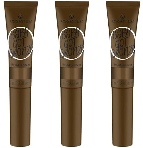 essence BABY GOT BRONZE liquid bronzer, Nr. 50, Braun, langanhaltend, definierend, Einfach zu entfernen, natürlich, vegan, ölfrei, ohne Parabene, ohne Mikroplastikpartikel, 3er Pack (3x10ml)