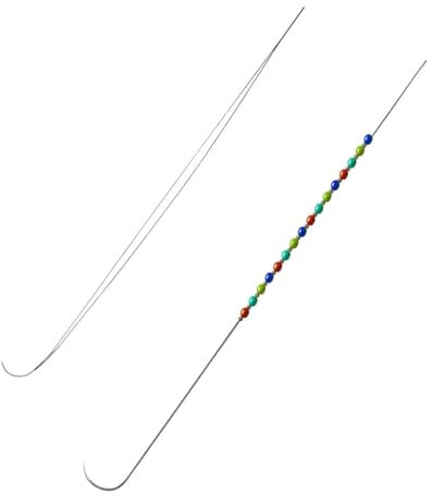 NHBETYS 2pcs Bead Spinner Needles, Stainless Steel Curved Bead Spinner Needle, Big Eye Beading Needles, Curved Beading Needles for Craft DIY Jewelry Bracelet Making Crafting