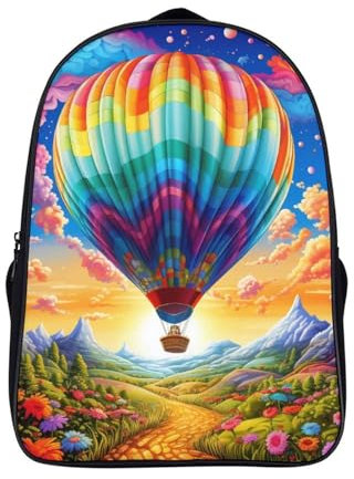CTNEBUIIO Hot Air Balloon Schulrucksack Mädchen Teenager Schultasche Großen Rucksack Schule Trekking Rucksack Rucksack Wasserdicht Für Schule Reise Schulranzen 40x28x16cm