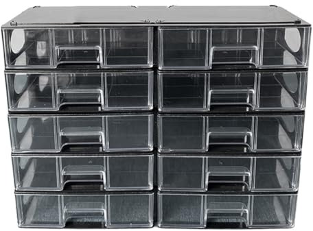 TWEW 10 Pieces Bead Storage Drawer Cabinet Large Capacity Jewelry Sorting Box with Adjustable Dividers Plastics Beads Container