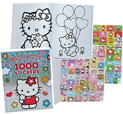 alles-meine.de GmbH XXL Malbuch mit 1000 Sticker + 128 Seiten - Katze Kitty Katze - Malvorlagen Kätzchen Tiere Blumen - Aufkleber für Mädchen Malbücher Stickern - Stickerbuch/S..