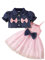 OMEWEE Baby Girl Dress and Cardigan Sets Denim Jacket and Knited Tulle Dress First Birthday Outfit Cake Smash Sleeveless Boknots Dress for Holiday 2PCS Summer Clothes Pink 3-6 Months