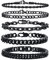 Armband Herren Silber Edelstahl 5 Stücke - Herrenarmbänder Panzerkette Figaro Gliederarmband Herren Armband Set für Jungs Männer Geschenk für Papa Sohn Bruder Ehemann 19/21/23 cm (Schwarz, 19 cm)