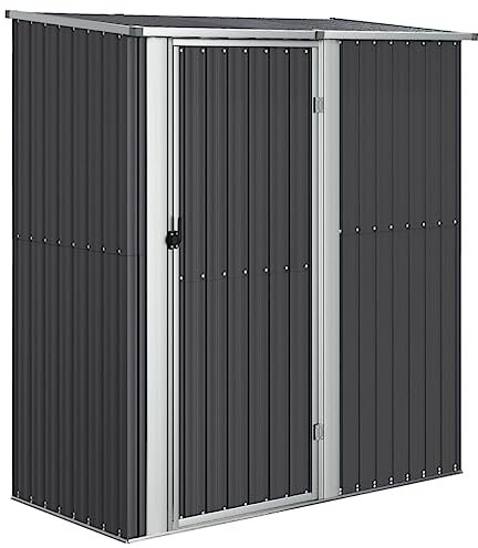 KOIECETA Geräteschuppen Gerätehaus Gartenhaus Garten Werkzeug Schuppen Lagerschuppen Geräteschrank Anthrazit 180,5x97x209,5 cm Verzinkter Stahl