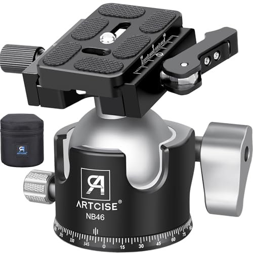 46mm Low ProfileTripod Ball Head with Lever Release ARTCISE Heavy Duty Ball Head Camera Ball Head with Arca Swiss Quick Release Plate for Camera Tripod Monopod DSLR Camcorder Telescope Max Load 55lbs
