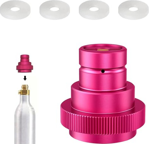 VZU CO2 Quick-Adapter, Schnelladapter Kompatibel mit CO2 Soda kompatibel mit Duo/Terra/Art, 425g CO2 Zylinder Quick Adapter, Adapter Kompatibel mit Sodastream, 60l Trapezgewinde TR214 (Rosa)