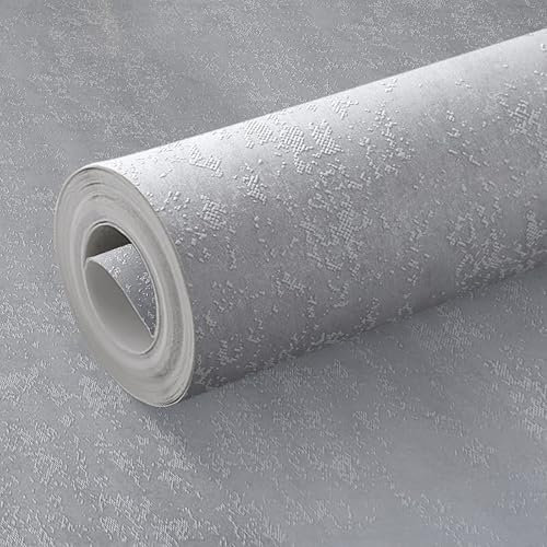 Beswitory Grey Concrete Effect Wallpaper - Thick Textured Distressed Concrete Design - Luxury Wall Paper Roll - Living Room Hallway Bedroom Wallpaper