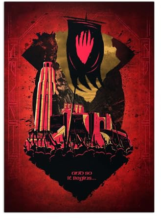 Displate Offiziell Herr der Ringe MetallPoster Magnetische Befestigung Inklusive Lizenziert Bilder Hochwertiges Poster Shades of Middle Earth - And So It Begins 67.5 cm x 48 cm