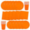 Lot de 64 pièces de vaisselle de fête, orange, avec assiettes, serviettes, gobelets et assiettes à dessert, convient pour les fêtes d'enfants, les anniversaires, la décoration de mariage et la