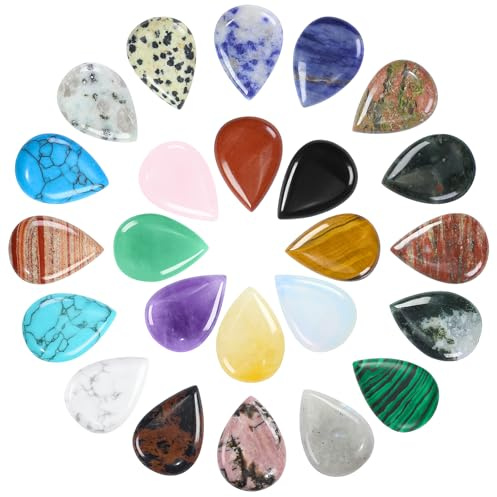24 Stück Wassertropfen Stein Set Glücksbringer Bunte Kristall Edelsteine für Chakra Meditation Reiki Balancing