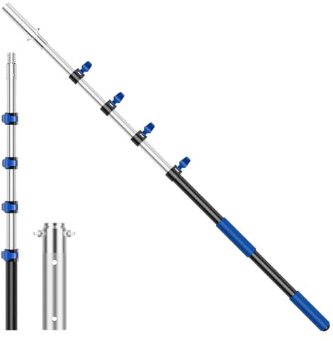 Palo telescopico per piscina, 4,6 m, in alluminio resistente, estensione da 4,6 m, strumento telescopico estensibile per la pulizia fuori terra/interrata, accessori per la pulizia del nuoto, spazzola
