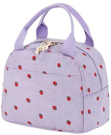 Joyesplay Insulated Lunch Box Bags for Women Kids,Strawberry Lunch Bag Girls, Insulated Leakproof Lunch Box for Work School (Purple)