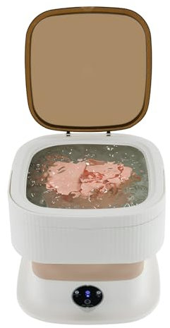 Mini lavadora, plegable, portátil, 10 l, con 3 modos y cesta de goteo, compacta para ropa interior y ropa de bebé, 40 W, silenciosa, ideal para viajes, dormitorio (caqui)