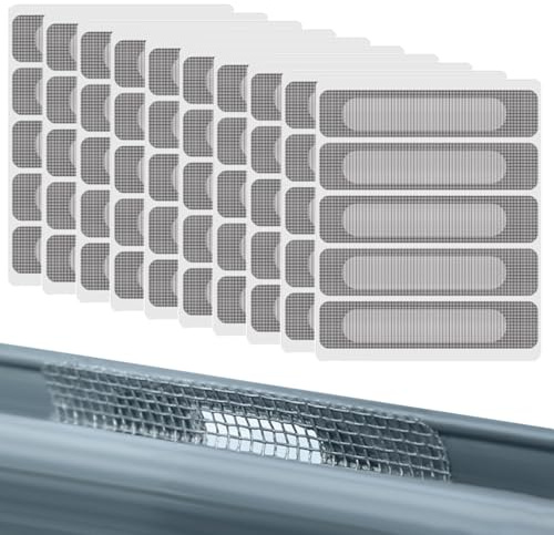 NOPKESV 50-teiliges Fliegennetz-Reparaturset, Moskitonetz, selbstklebender Insektenschutz, Fenster-Moskitonetz (Grau), Fliegengitter, Insektennetz-Reparaturset, Klettverschluss