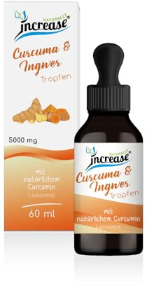 Liposomale Curcuma & Ingwer Tropfen hochdosiert - (150.000mg pro Packung) 5000mg Curcuma & Ingwer pro Tagesdosis davon 200mg Curcumin -MCT Öl -Hohe Bioverfügbarkeit