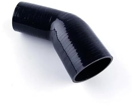 LUXERAD Coude de réduction universel de 102 mm de long en tube renforcé pour air direct - Coupleur de tuyau en silicone avec raccord réducteur de 76 mm à 102 mm (3 à 4) à 45 degrés, Noir