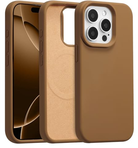 UCASONG Magnetic Liquid Silicone Case for iPhone 15 Pro, Khaki | 6.1Inch, Compatible with MagSafe, Cute Plain Solid Color Slim Case, Soft Smooth Matte Shockproof Protective Cover