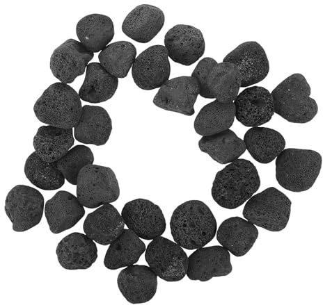 Kisangel Lavasteine 1200g für Feuerstelle Schwarze Vulkansteine 3-5cm Natürliche Kaminsteine für Innen und Außenbereich Dekorative Steine für Garten Aquarium und Feuerstelle