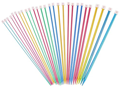 YIXNSW 28-teilig Stricknadeln Lang Set, 34,5cm Länge 2-10mm Stärke Aluminium, 14 Größen Knitting Needles Set Nadelspiel Set Strickzubehör für Pullover, Schals und Strickprojekte
