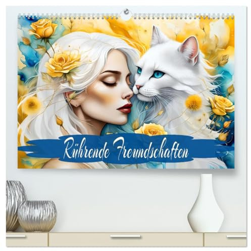 Rührende Freundschaften (hochwertiger Premium Wandkalender 2026 DIN A2 quer), Kunstdruck in Hochglanz: Magische Verbindung von Tieren und Ladys, mit KI erstellt. (CALVENDO Kunst)
