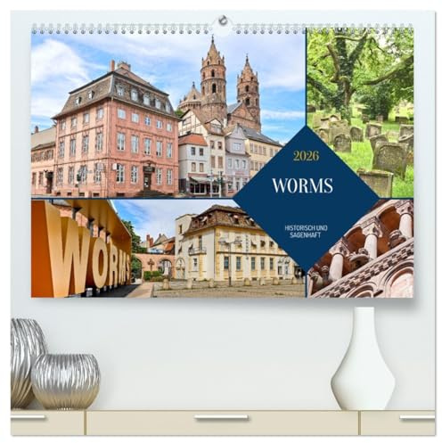 Worms - historisch und sagenhaft (hochwertiger Premium Wandkalender 2026 DIN A2 quer), Kunstdruck in Hochglanz: Worms ist bekannt als Nibelungenstadt ... reichem historischen Erbe. (CALVENDO Orte)