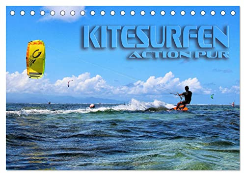 Kitesurfen - Action pur (Tischkalender 2026 DIN A5 quer), CALVENDO Monatskalender: Spektakuläre Actionszenen, aufgenommen an traumhaften Surfspots (CALVENDO Sport)
