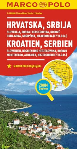 Croatia and Serbia Marco Polo Map: Includes Slovenia, Bosnia and Hercegovina, Kosovo, Montenegro, Albania and North Macedonia (Marco Polo Maps)