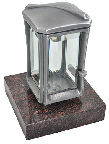 Kunst-Art-Köhl Grablaterne 9468/19 aus Aluminium montiert auf einem Sockel aus Granit (Aurindi)