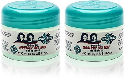 Stylin' Dredz Moulding Strong Maximum Hold Gel Wax with Tea Tree Oil Hair Care for Dreadlocks 250ml (2 pack)