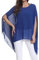 OUKIN Women's Loose Batwing Dolman Sleeve Sheer Chiffon Blouse Shirt Pullover Tunic Tops (Blue-A)