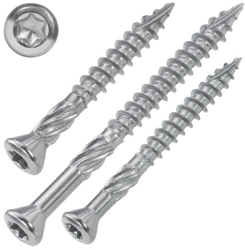 SCREW REBEL Terrassenschrauben, 5,0 x 80 mm, Edelstahl gehärtet, martensitisch, ETA-Zulassung, Torx Senkkopf, für Hartholz, 400 Stück