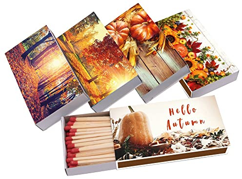 jameitop® XL Streichhölzer 225 Stück - Herbst 5 Packungen á 45 Zündhölzer 10 cm lang tolle Landschaft Motive