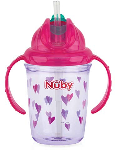 Nûby - Vaso Flip-It Tritan™ con asasases-240ml rosa
