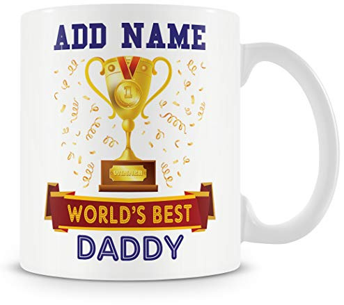 Daddy Mug - Worlds Best Mug Gift - Customise with Name - Blue